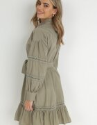 elsa.m by may Rochie Verde închis tip cămașă cu mânecă bufantă și inserții perforate Staples