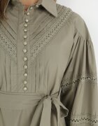 elsa.m by may Rochie Verde închis tip cămașă cu mânecă bufantă și inserții perforate Staples