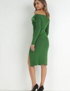 elsa.m by may Rochie Verde Tricotată cu Pene Preta