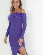 elsa.m by may Rochie Violet închis Tricotată cu Pene Preta