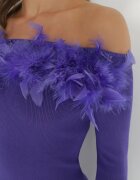 elsa.m by may Rochie Violet închis Tricotată cu Pene Preta
