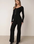 elsa.m by may Salopetă neagră din viscoză Bodycon cu striații și fermoar Alnorema