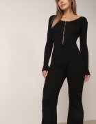 elsa.m by may Salopetă neagră din viscoză Bodycon cu striații și fermoar Alnorema