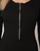 elsa.m by may Salopetă neagră din viscoză Bodycon cu striații și fermoar Alnorema
