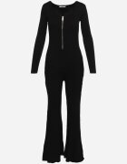 elsa.m by may Salopetă neagră din viscoză Bodycon cu striații și fermoar Alnorema