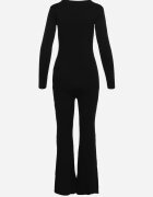 elsa.m by may Salopetă neagră din viscoză Bodycon cu striații și fermoar Alnorema