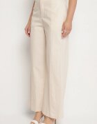 elsa.m by may Set Bej cu Top și Pantaloni în Stil Costum din Bumbac și Viscoză Divelune