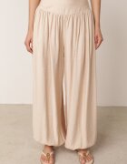 elsa.m by may Set boho de vară din vâscoză: bluză cu dantelă și pantaloni cu manșete Enatea Bej