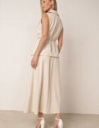 elsa.m by may Set elegant în stil de costum cu fustă trapez lungă și vestă cu guler și curea Pentha Bej deschis