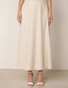 elsa.m by may Set elegant în stil de costum cu fustă trapez lungă și vestă cu guler și curea Pentha Bej deschis