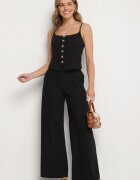 elsa.m by may Set Negru cu Top și Pantaloni în stil Costum din Bumbac și Vâscoză Divelune