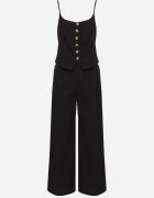 elsa.m by may Set Negru cu Top și Pantaloni în stil Costum din Bumbac și Vâscoză Divelune