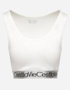 elsa.m by may Sutien Alb Top Sport Striat cu Bandă Elastică Decorativă Fanelli