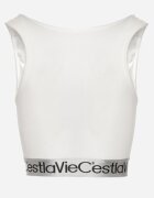 elsa.m by may Sutien Alb Top Sport Striat cu Bandă Elastică Decorativă Fanelli