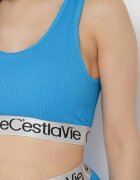 elsa.m by may Sutien Top Sport Albastru Reiat cu Bandă Elastică Decorativă Fanelli
