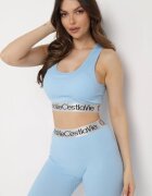elsa.m by may Sutien Top Sportiv Albastru deschis Rebrăuit Cu Bandă Elastică Decorativă Fanelli