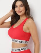 elsa.m by may Sutien Top Sportiv Roșu Reiat cu Bandă Elastică Decorativă Fanelli