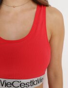 elsa.m by may Sutien Top Sportiv Roșu Reiat cu Bandă Elastică Decorativă Fanelli