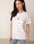 elsa.m by may T-shirt alb Decorat cu Circonii Colorate Wiadea