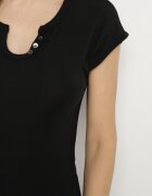 elsa.m by may T-shirt Negru cu Croială Ajustată cu Decupaj și Nasturi la Decolteu Ballirea