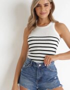 elsa.m by may Top Alb din tricot elastic cu dungi Yolaresa