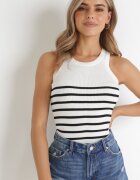 elsa.m by may Top Alb din tricot elastic cu dungi Yolaresa