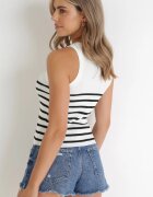 elsa.m by may Top Alb din tricot elastic cu dungi Yolaresa