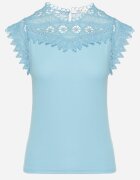 elsa.m by may Top Albastru din Bumbac Decorat cu Dantelă Liriona