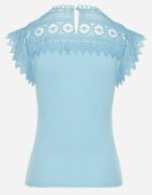 elsa.m by may Top Albastru din Bumbac Decorat cu Dantelă Liriona