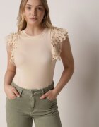 elsa.m by may Top Bej deschis din bumbac cu dantelă la umeri Learena