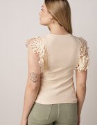 elsa.m by may Top Bej deschis din bumbac cu dantelă la umeri Learena