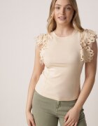 elsa.m by may Top Bej deschis din bumbac cu dantelă la umeri Learena