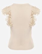 elsa.m by may Top Bej deschis din bumbac cu dantelă la umeri Learena