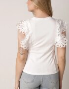 elsa.m by may Top de Bumbac Alb cu Dantelă la Umeri Learena