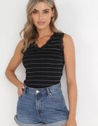 elsa.m by may Top Negru cu Fir Metalic și Volănaș din Viscoză Hachinobu