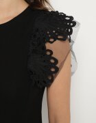 elsa.m by may Top negru din bumbac cu dantelă la umeri Learena