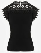 elsa.m by may Top Negru din Bumbac Decorat cu Dantelă Liriona