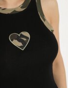 elsa.m by may Top Negru din Bumbac Decorat cu Inimă Moro și cu Zirconii Lisarosa