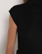 elsa.m by may Top Negru încrețit din bumbac și viscoză cu guler semi-înalt Zetalia