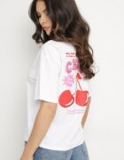 elsa.m by may Tricou Alb cu Bumbac Zirconii și Motiv Cireșe Linmira