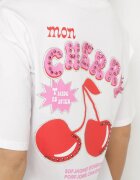 elsa.m by may Tricou Alb cu Bumbac Zirconii și Motiv Cireșe Linmira