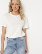 elsa.m by may Tricou Alb cu Spate Asimetric și Broderie Decorativă Ninissara
