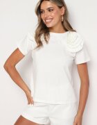 elsa.m by may Tricou Alb de Bumbac cu Aplicație Textilă 3D Jolilena
