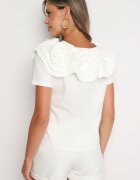 elsa.m by may Tricou Alb de Bumbac cu Aplicație Textilă 3D Jolilena