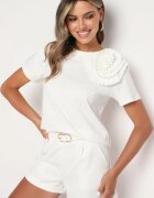 elsa.m by may Tricou Alb de Bumbac cu Aplicație Textilă 3D Jolilena