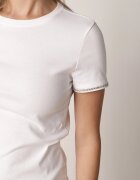 elsa.m by may Tricou Alb din bumbac cu Zirconii la Mâneci Pronolea