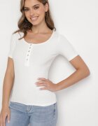 elsa.m by may Tricou Alb Reiat din Bumbac Ornat cu Nasturi Tasavia