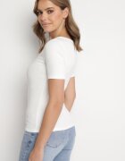 elsa.m by may Tricou Alb Reiat din Bumbac Ornat cu Nasturi Tasavia