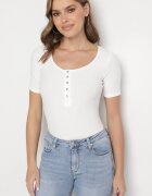 elsa.m by may Tricou Alb Reiat din Bumbac Ornat cu Nasturi Tasavia
