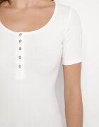 elsa.m by may Tricou Alb Reiat din Bumbac Ornat cu Nasturi Tasavia